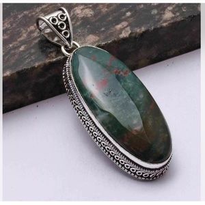 African Bloodstone jasper Sterling silver Pendant